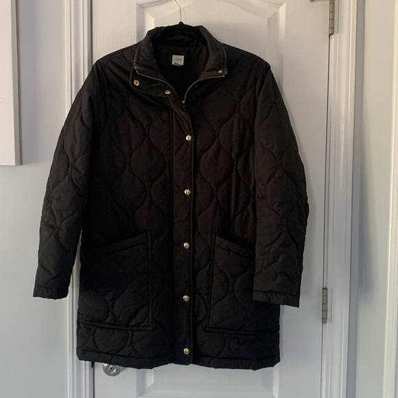 J Crew Quilted Cocoon coat size S‎ black packets winter fall - Picture 7 of 12